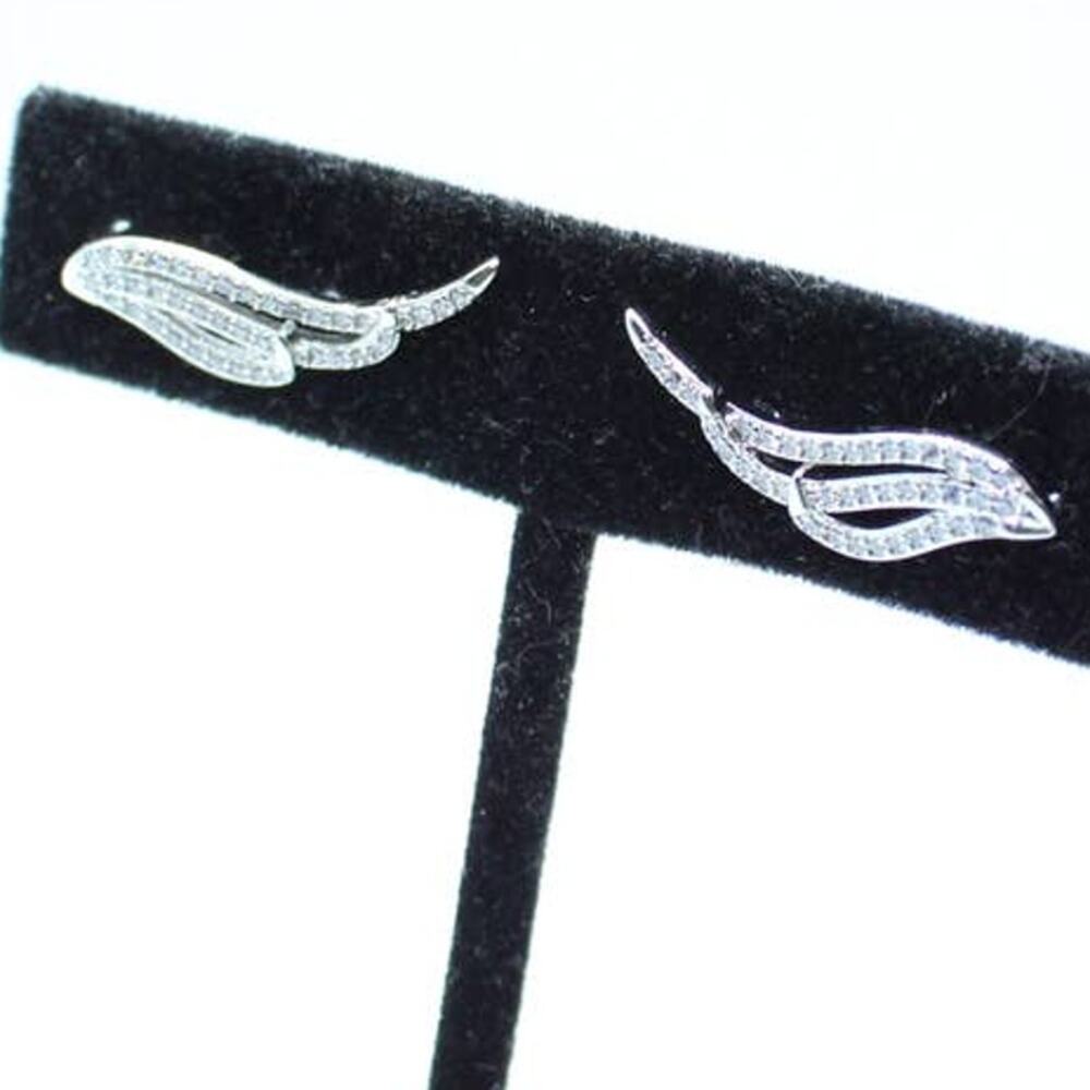 Silver Swarovski Crystal Wing Ear Climber Fashion Earrings ~ NEW - Picture 2 of 6
